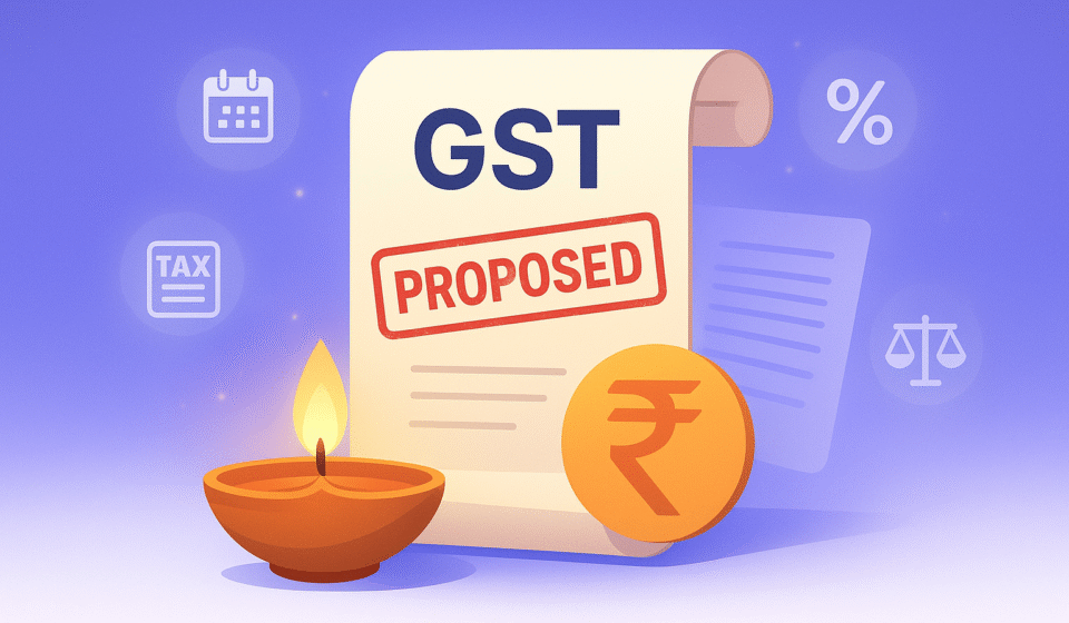 GST reforms 2025 – New rates, slabs and what businesses & consumers must know GST 2.0, GST rate changes 2025, GST Council 2025, Diwali GST gift, impact of GST reform on consumers, state compensation GST, GST slab rationalisation, GST transition rules, CBIC notification GST.