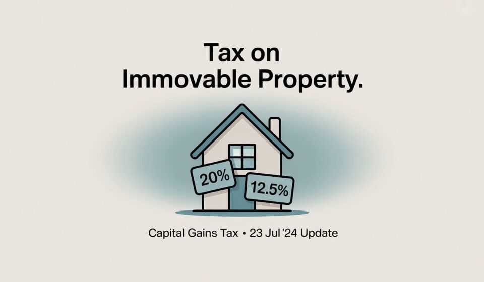 Selling Property in India? Here’s What the 2024 Tax Changes Mean for You Comparison of capital gains tax rates for immovable property before and after 23 July 2024